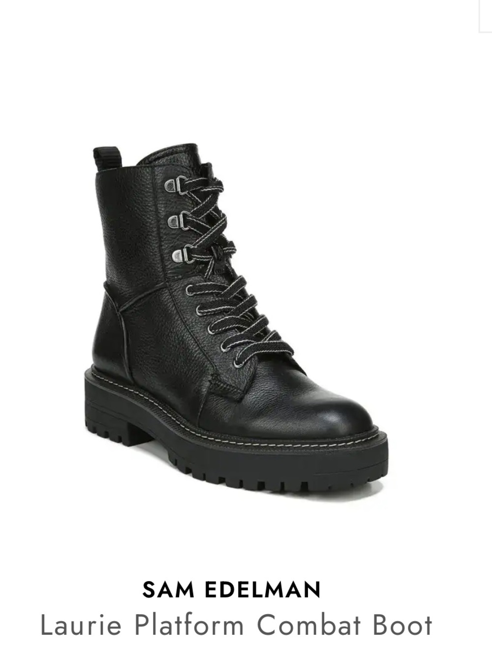Sam Edelman Black Leather Lace-Up Combat Boots